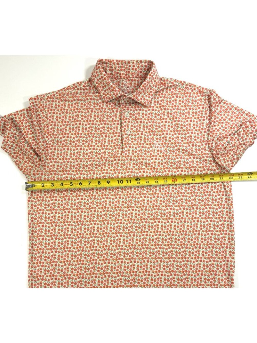 Rhoback Mens Polo Shirt Absolute Peach Print Georgia Golf Performance Size M - Picture 9 of 10